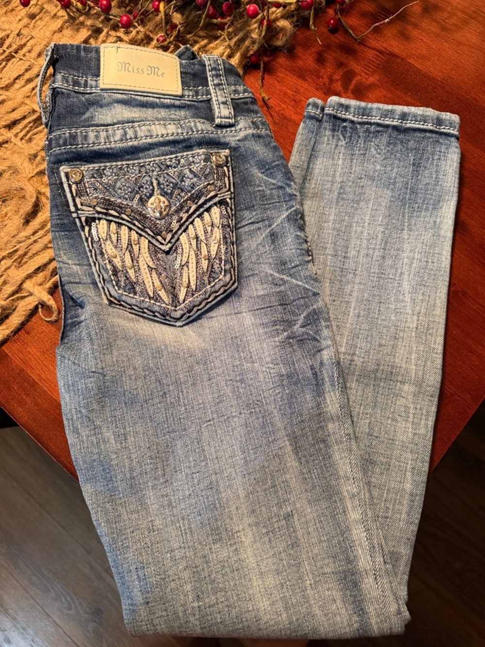 Miss Me Light Blue Denim Jeans with Embellished Pocket